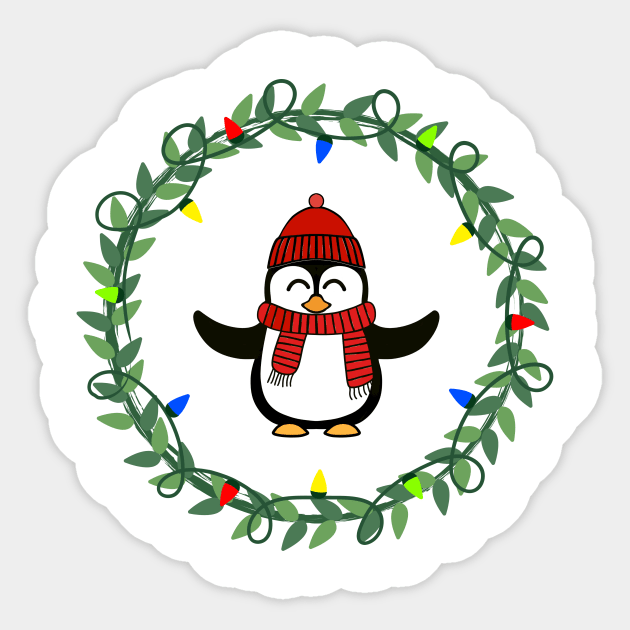 PENGUIN Christmas Wreath Sticker by SartorisArt1
